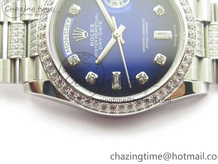 MiroTime 0521 Day-Date 36mm 128239 SS Crystal BP Best Edition Blue Crystal Marker Dial on SS President Bracelet A OdorResistant 2677